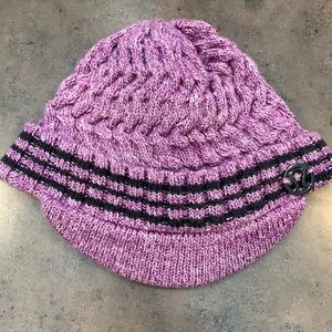 Lululemon Athletica Purple and Black Cable Knit Hat Brimmed Beanie